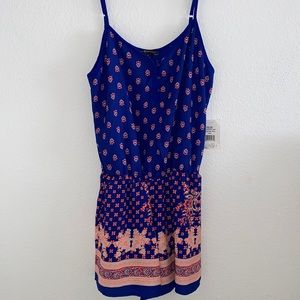 colorful blue romper never worn adjustable straps